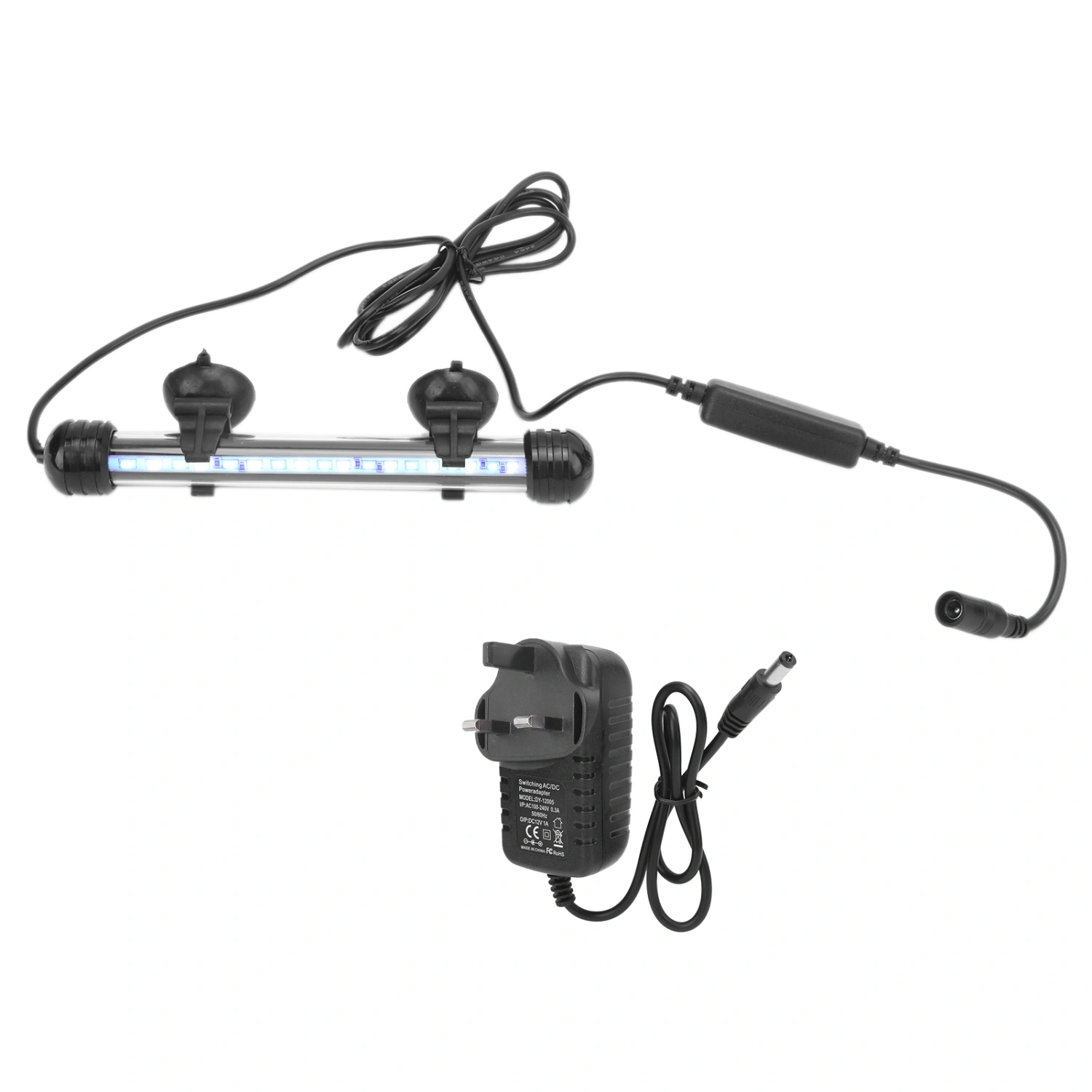 Aquarium Light Waterproof Fish Tank Lighting with LED Light 3 Modes Dimmable 100‑240VUK Plug 18CM