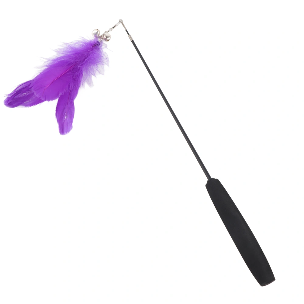 Cat Wand Toy with Bells Sounding Cat Feather Stick Telescopic Wand for Indoor Cats PlayingPurple