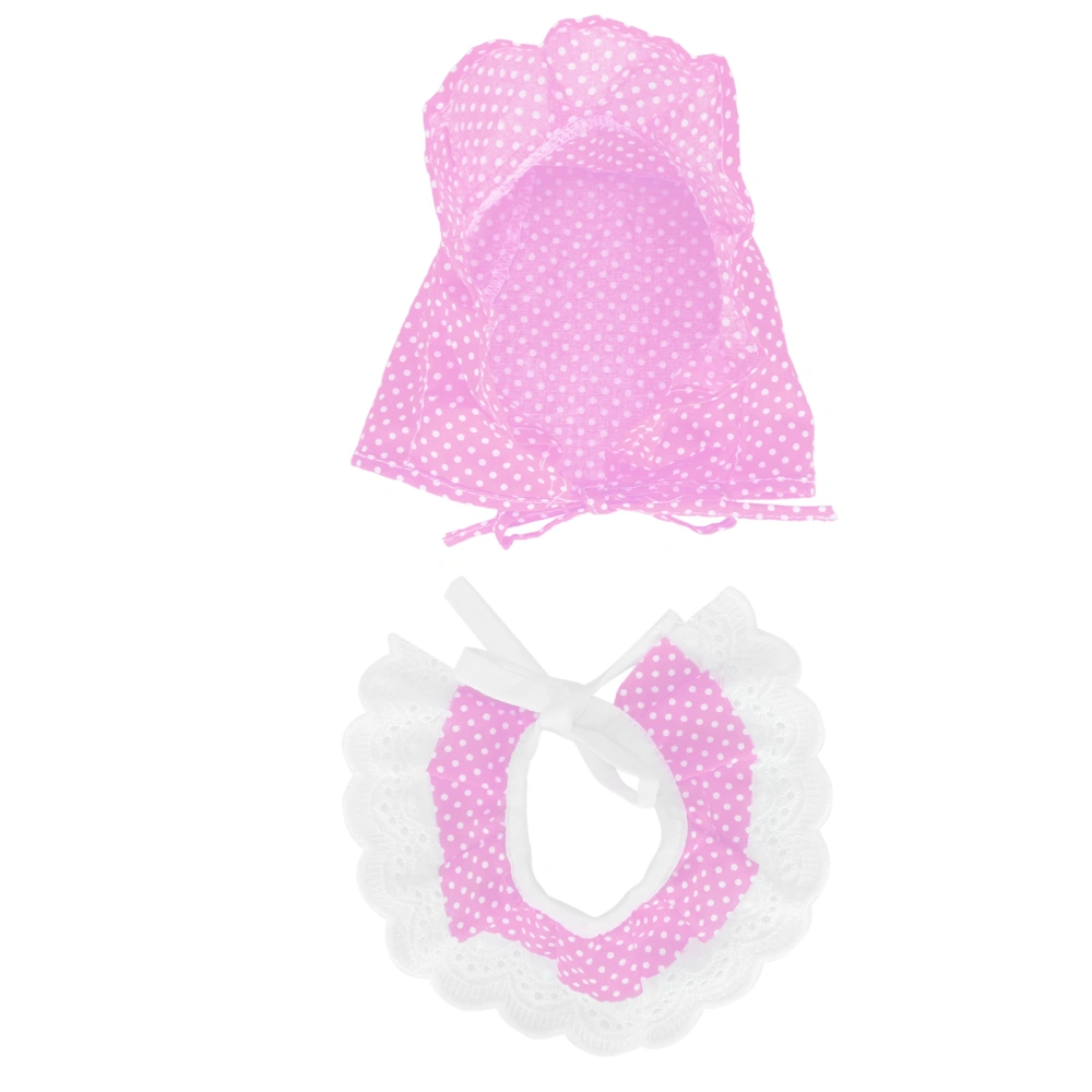 Pet Adorable Lace Bib Scarf Breathable Dot Hat Little Pig Pet Decoration AccessoriesPink Dot M