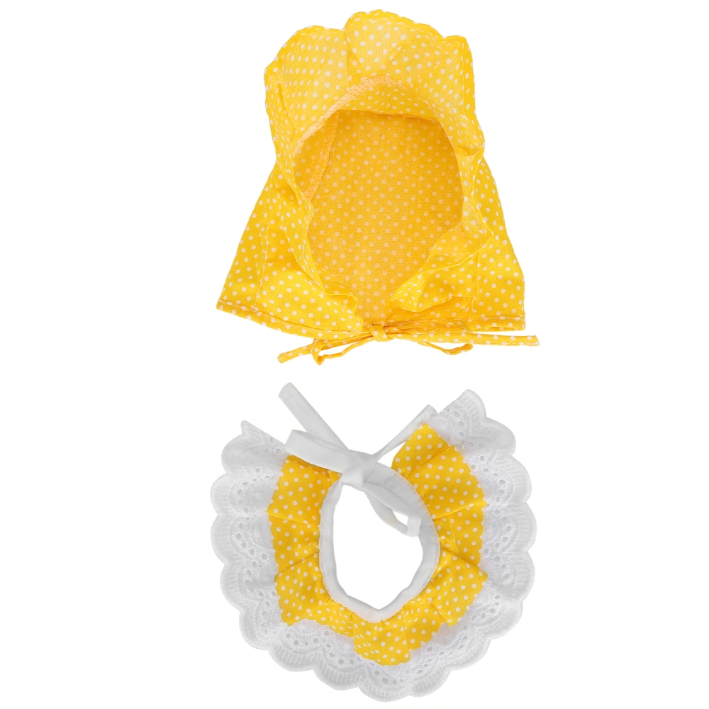 Pet Adorable Lace Bib Scarf Breathable Dot Hat Little Pig Pet Decoration AccessoriesYellow Dot S