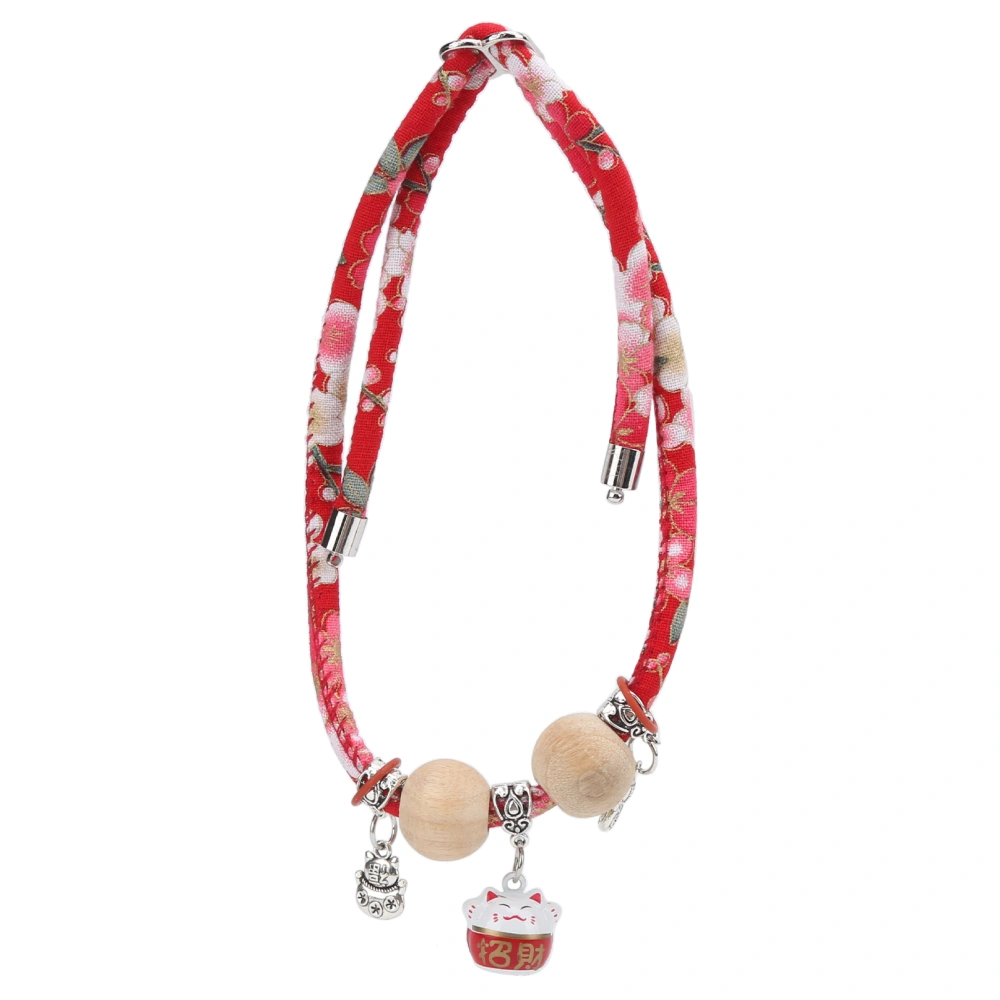 Pet Rabbits Cotton Decoration Collar Adjustable Collar with Bell Pendant for Small AnimalsRed with Bell S