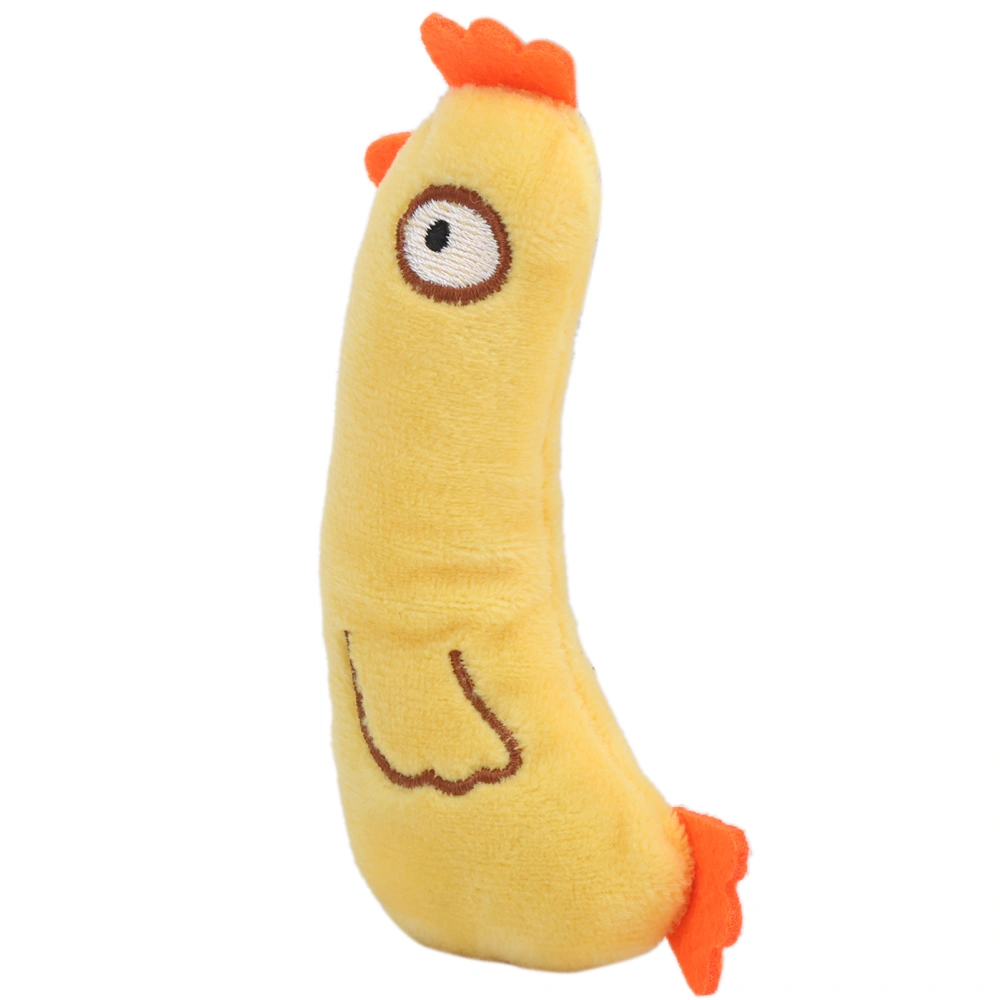 Animal Shape Pet Plush Chew Toy Small Cat Catnip Filled Playing Teething Bite ToysYellow Chicken