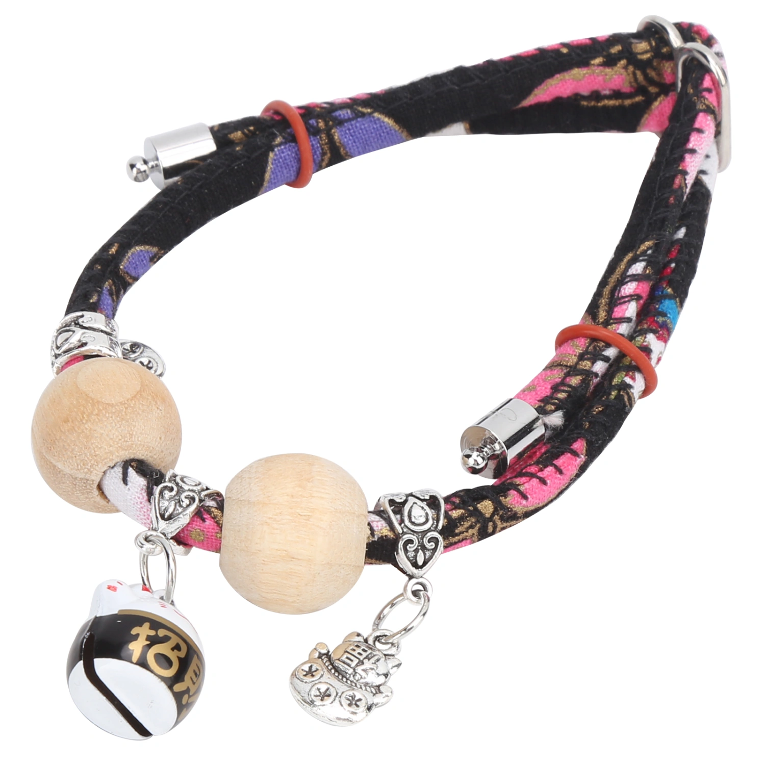 Rabbits Decoration Collar Adjustable Collar with Bell and Pendants for Small AnimalsBlack Cartoon Bell M