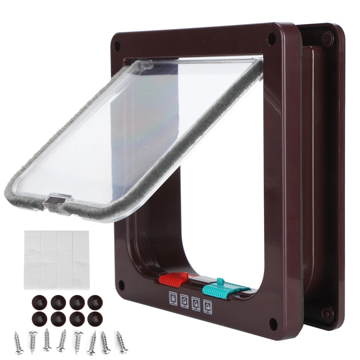 Cat Lock Security Flap Door Cat Flip Door Plastic Small Pet Gate Household Pet SuppliesBrown M