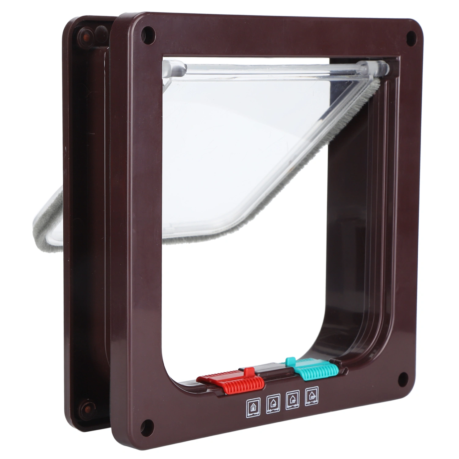 Cat Lock Security Flap Door Cat Flip Door Plastic Small Pet Gate Household Pet SuppliesBrown M