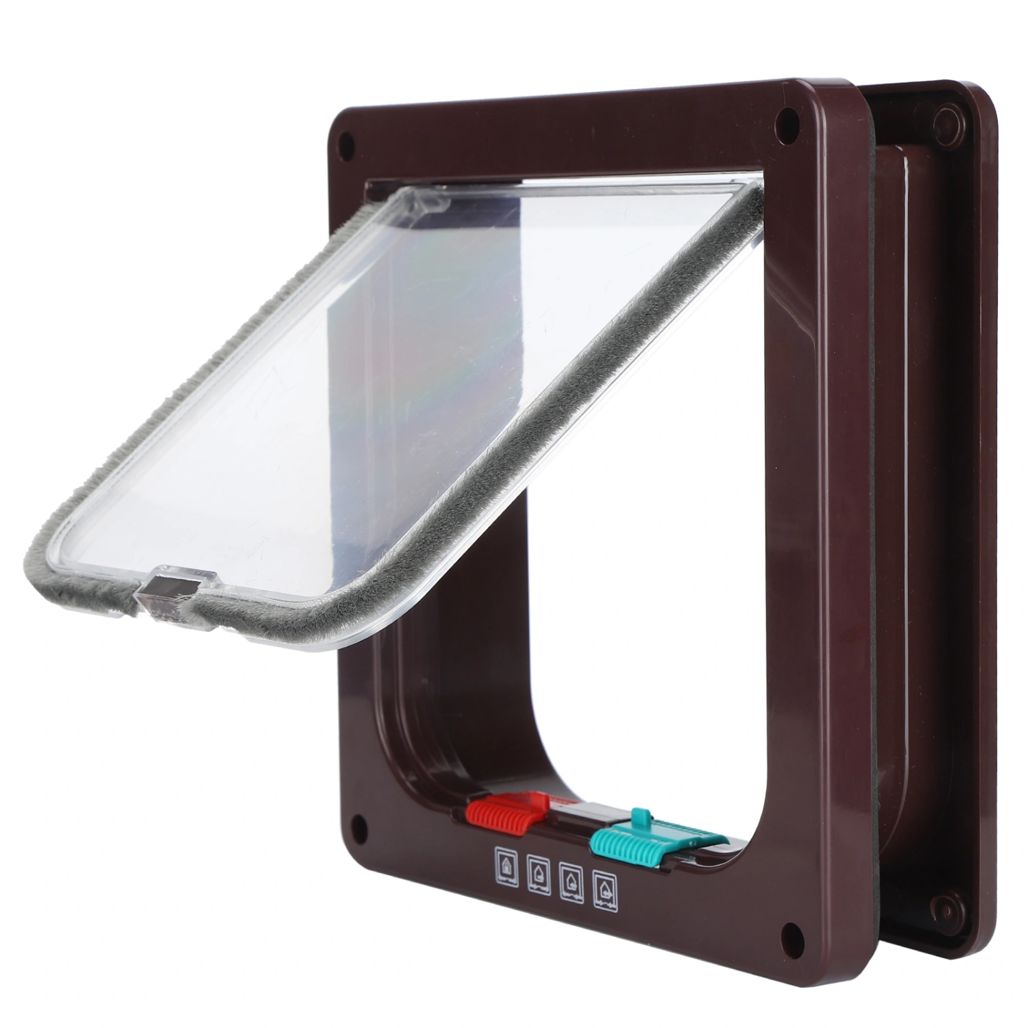 Cat Lock Security Flap Door Cat Flip Door Plastic Small Pet Gate Household Pet SuppliesBrown M