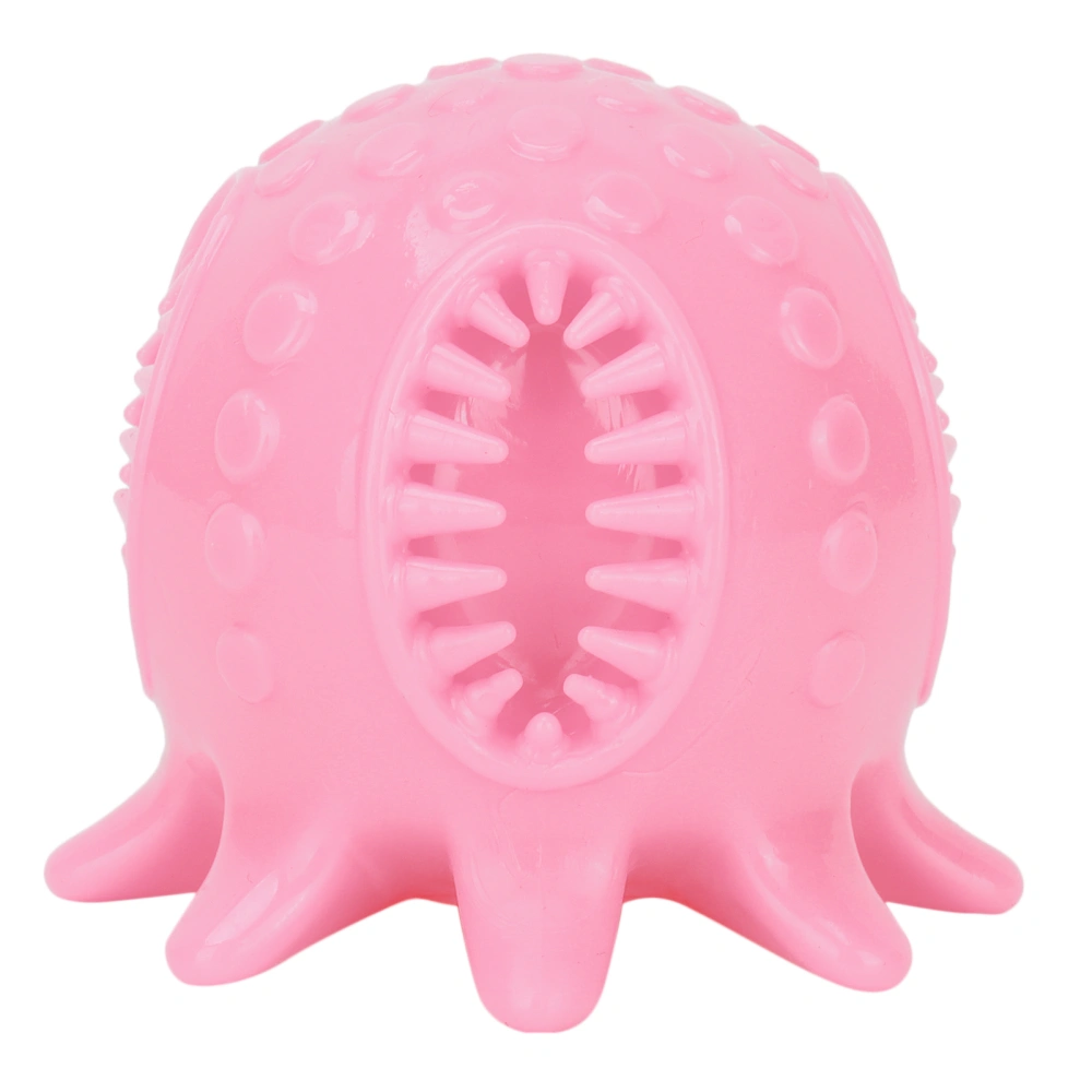 Octopus Shape Dog Teeth Cleaning Chew Ball Food Dispenser Squeaky Toothbrush Bite ToyPink