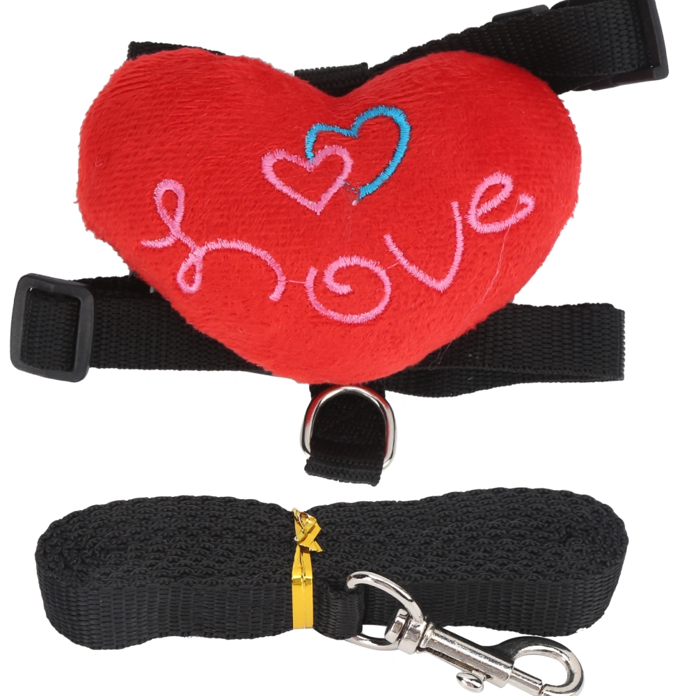 Rabbit Fancy Heart Durable Leash and Harness Chest Back Set for Pet Pulling WalkingRed Heart S