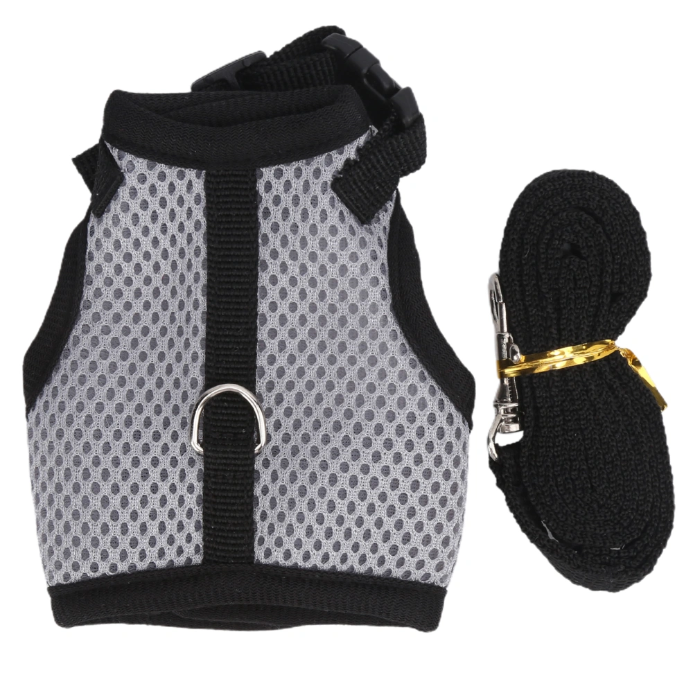 Small Pet Mesh Breathable Traction Chest Back Harness for Pig Guinea Pig Pet SupplyL Gray