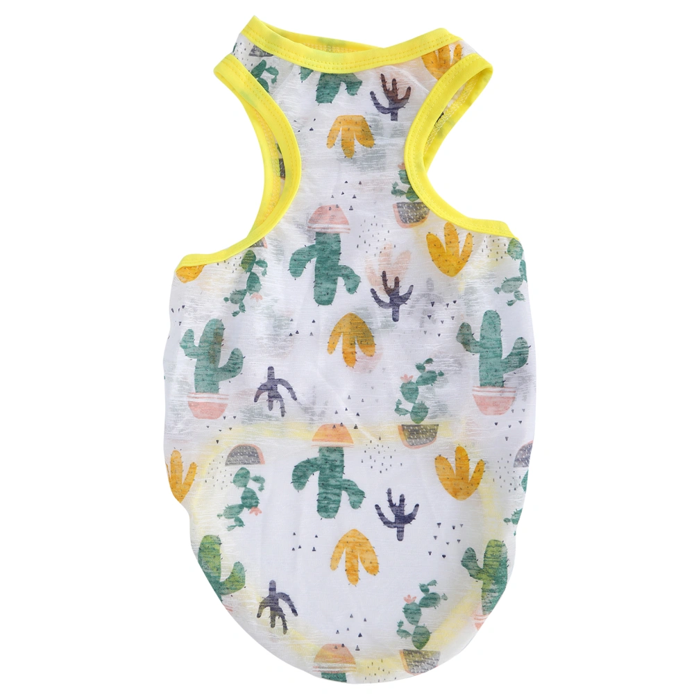 Pet Summer Clothes Little Pig Printed Breathable Shirt Non‑Sticky Dog Puppy Soft ClothesCactus (Yellow Edging) L