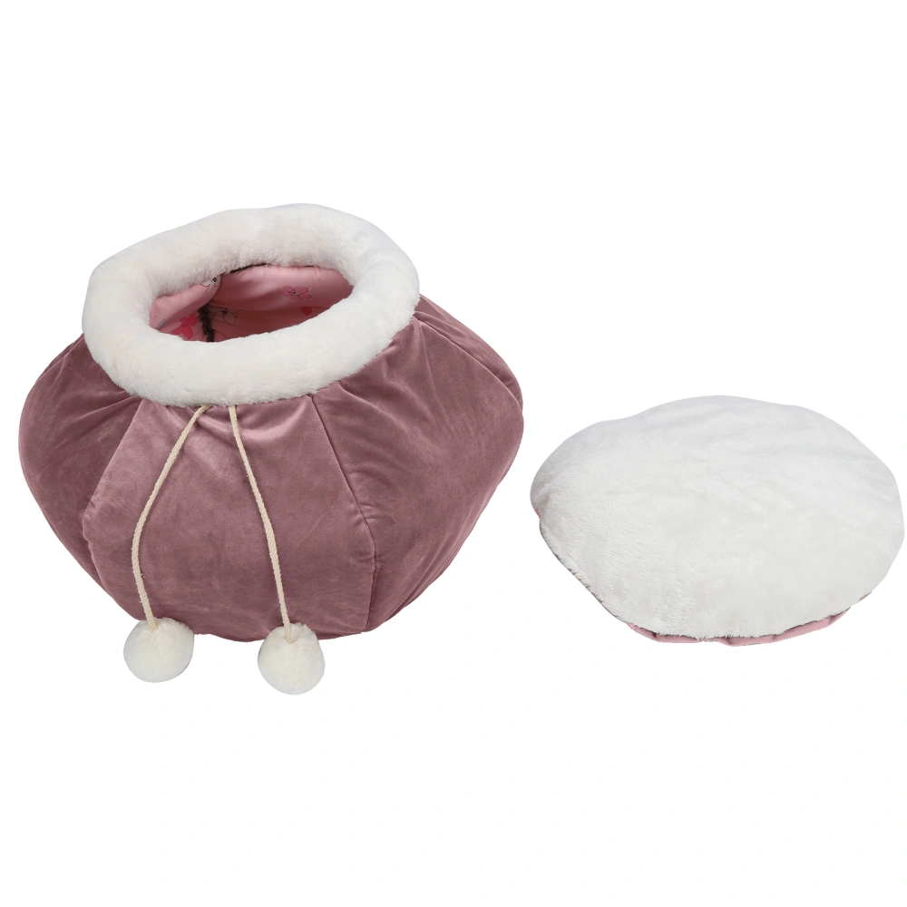 Pet Fish Basket Shape Sleeping Bed Collapsible Warm Soft Punny Resting Bed Pet SuppliesPink Purple