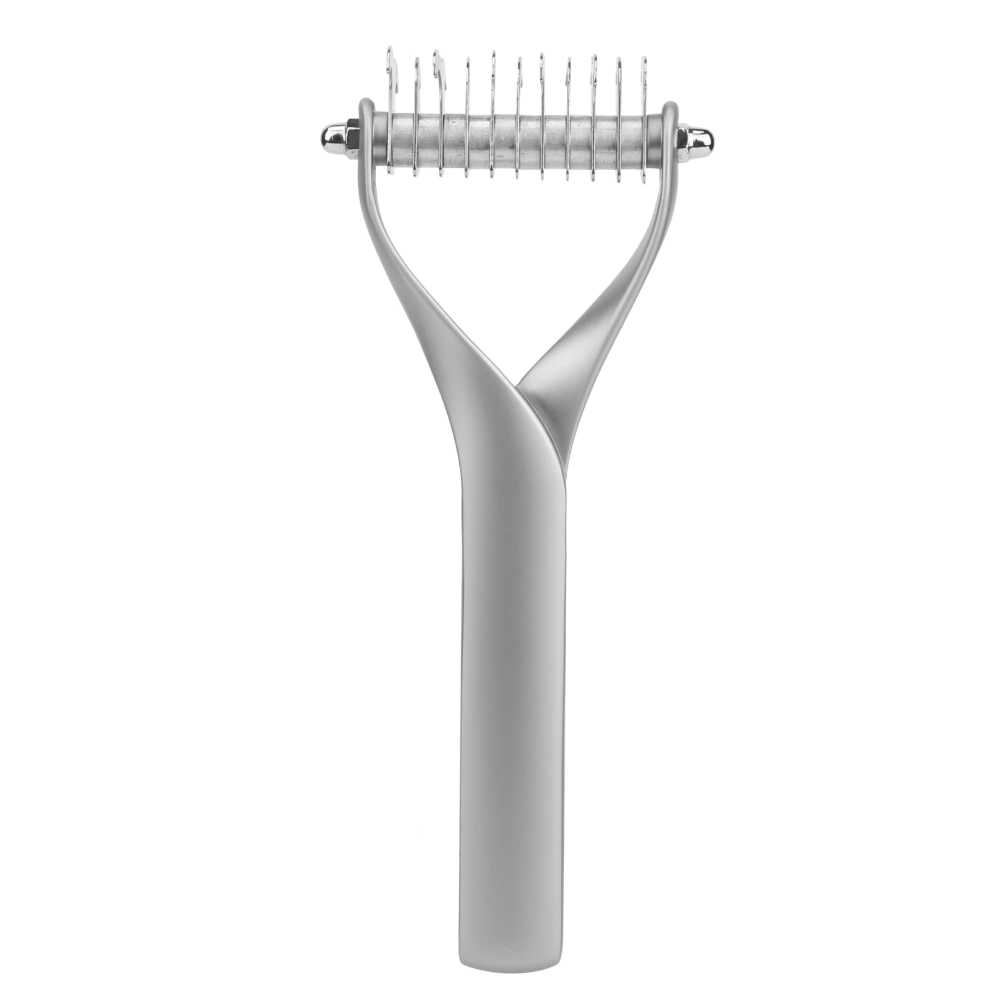 Pet Grooming Tool 2 Sided Undercoat Rake Puppy Cat Hair Comb Brush Removing Open KnotsGlacial Silver Small