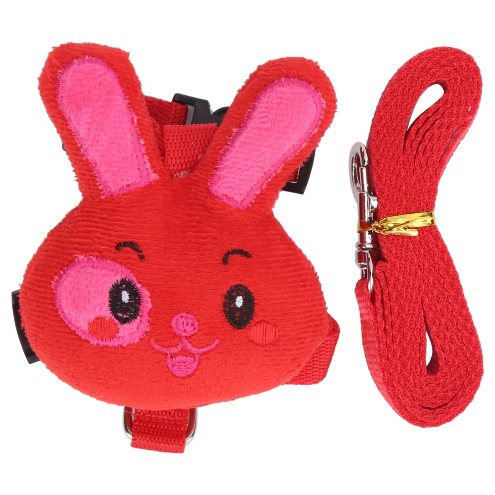 Small Pet Rabbit Fancy Leash and Harness Set Durable Nylon for Pet Pulling WalkingRed L