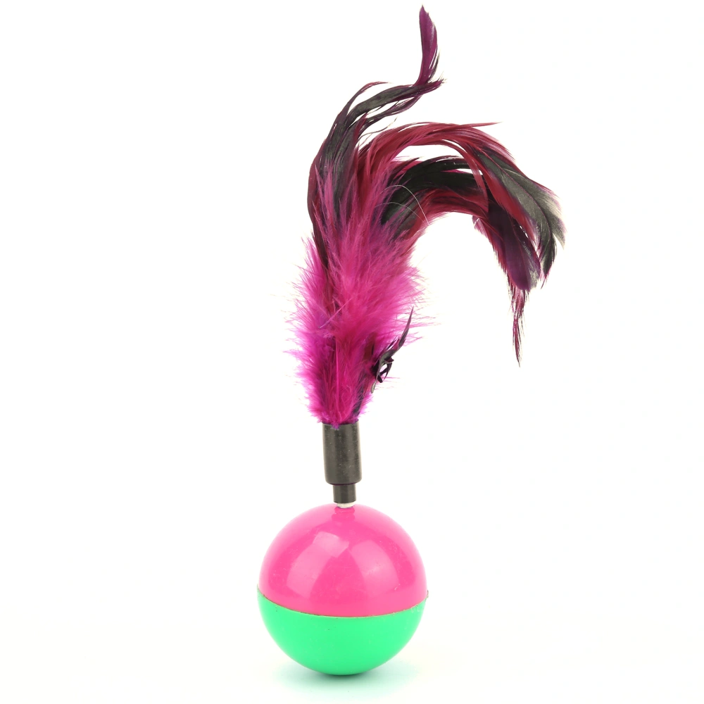 Non‑Falling Cat Toy Pet Toy Ball with Colored Feathers Cat Interative Playthings