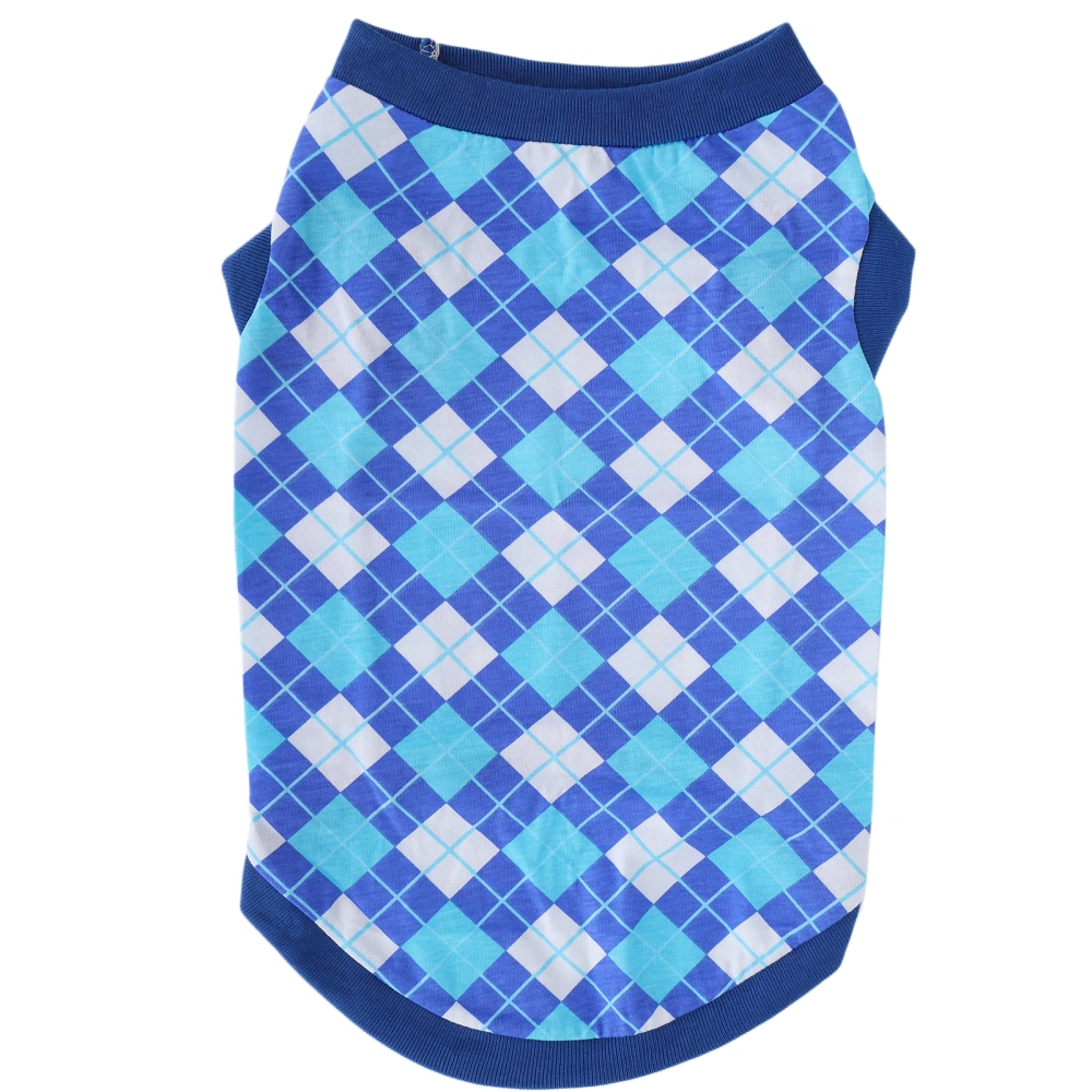 Pet Pig Spring Summer Sleeveless TShirt Pet Vest Sweatshirt Rhombus Pattern Clothes(Blue S)