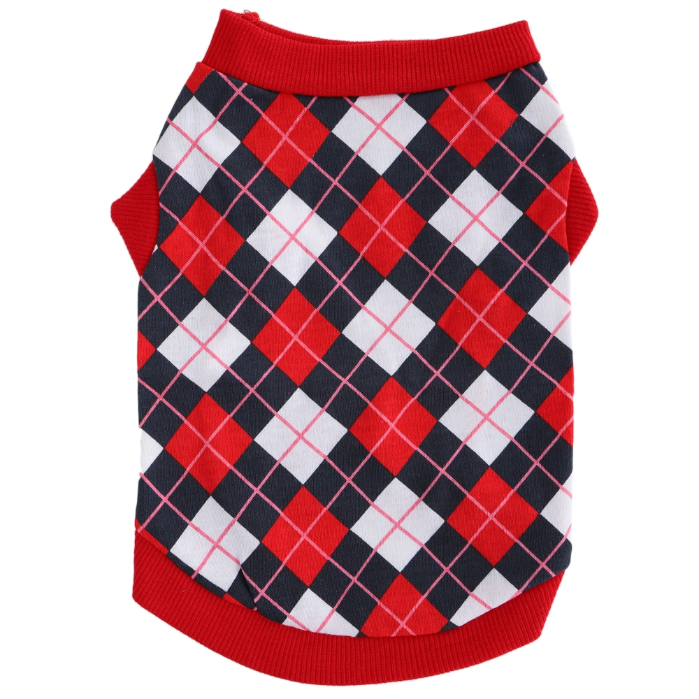 Pet Pig Spring Summer Sleeveless TShirt Pet Vest Sweatshirt Rhombus Pattern Clothes(Red S)