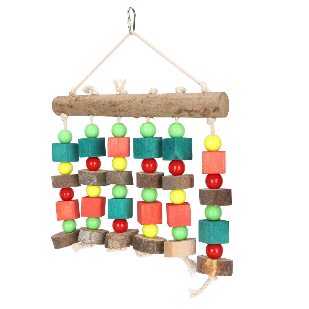 Hanging Chewing Toy Multicolored Natural Wooden Bird Tearing Blocks for Large ParrotS