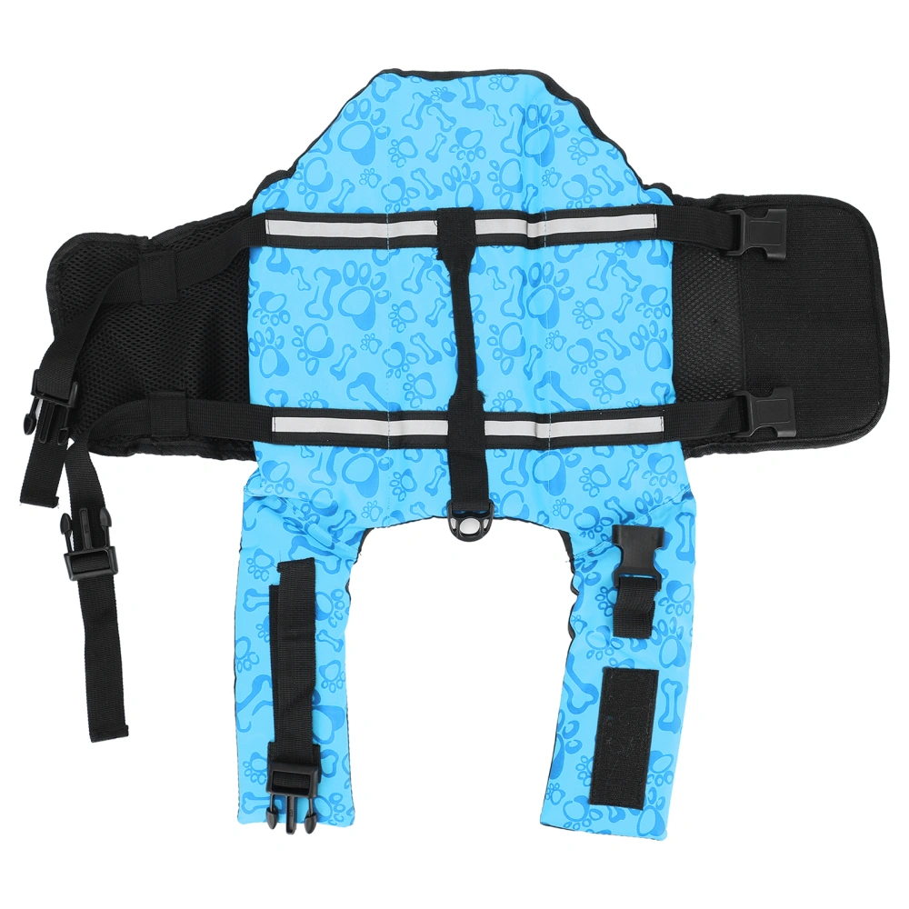 High Buoyancy Dog Swimsuit Adjustable Pet Safety Life Jacket with Reflective for SwimmingBlue Bones L