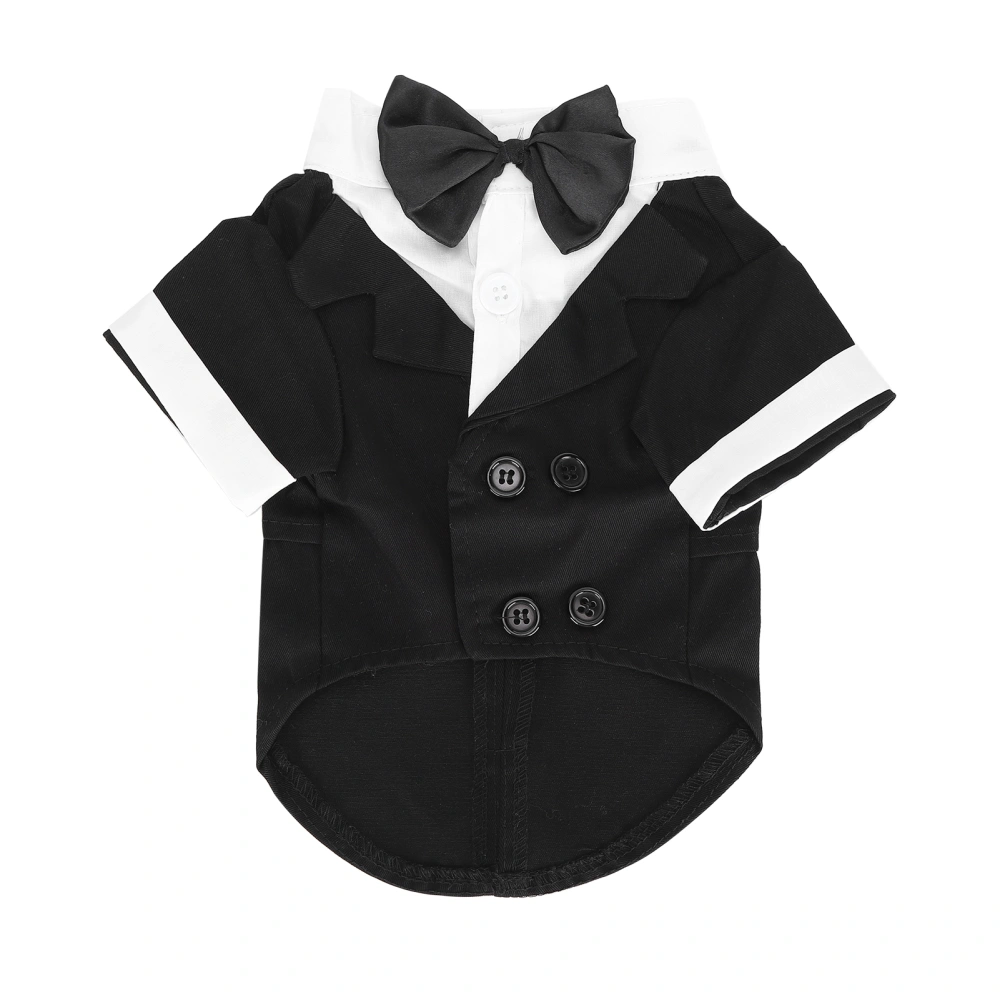 Pet Small Dog Suit Pet Bow Tie Collar Shirt Stylish Clothes for Wedding/Party/EventBlack XS