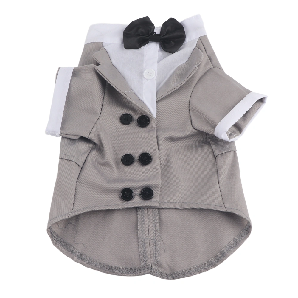 Pet Small Dog Suit Pet Bow Tie Collar Shirt Stylish Clothes for Wedding/Party/EventGray M