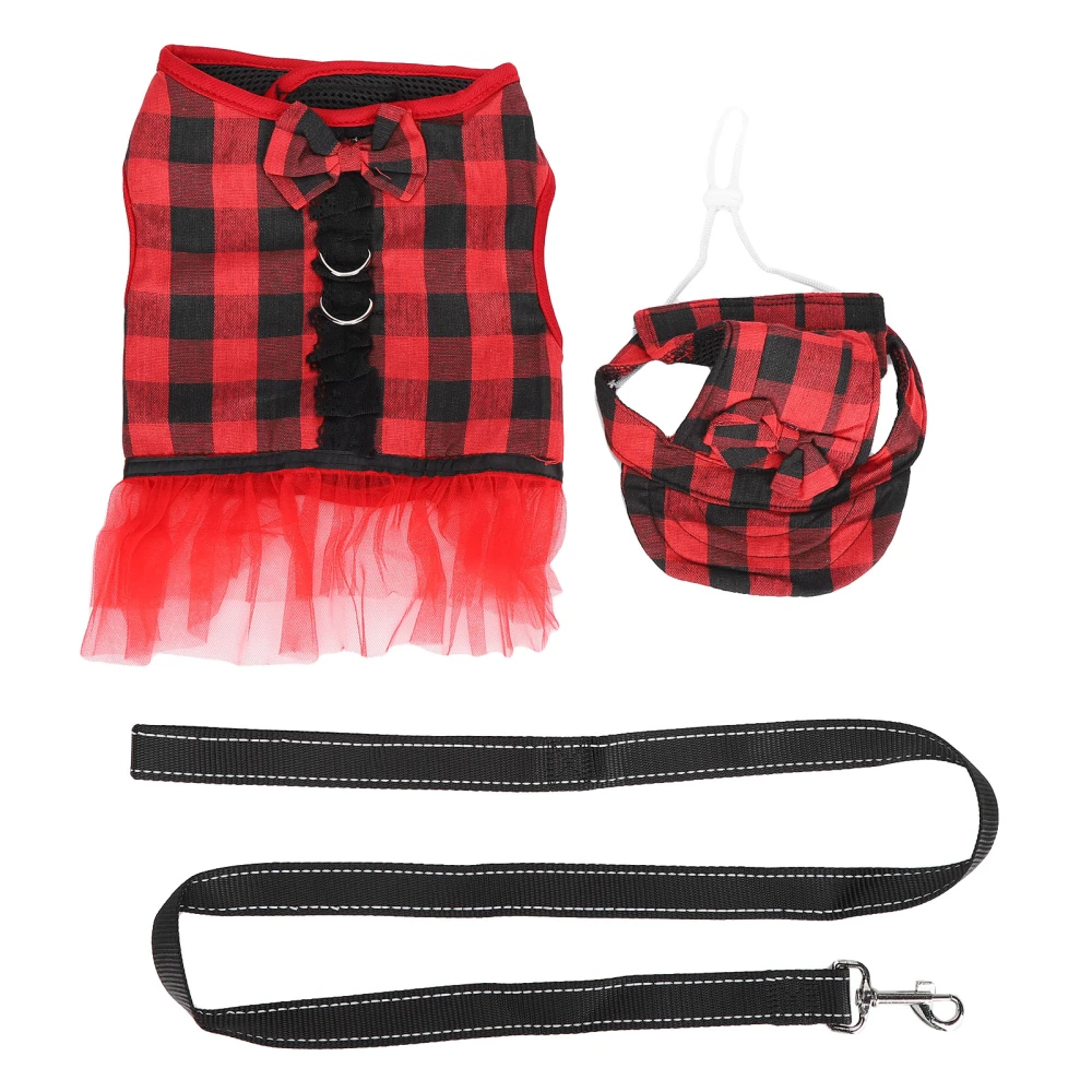 Pet Pig Vest Harness Dress with Leash and Cap Pigs EscapeProof Walking Harness Strap(Red Black S)