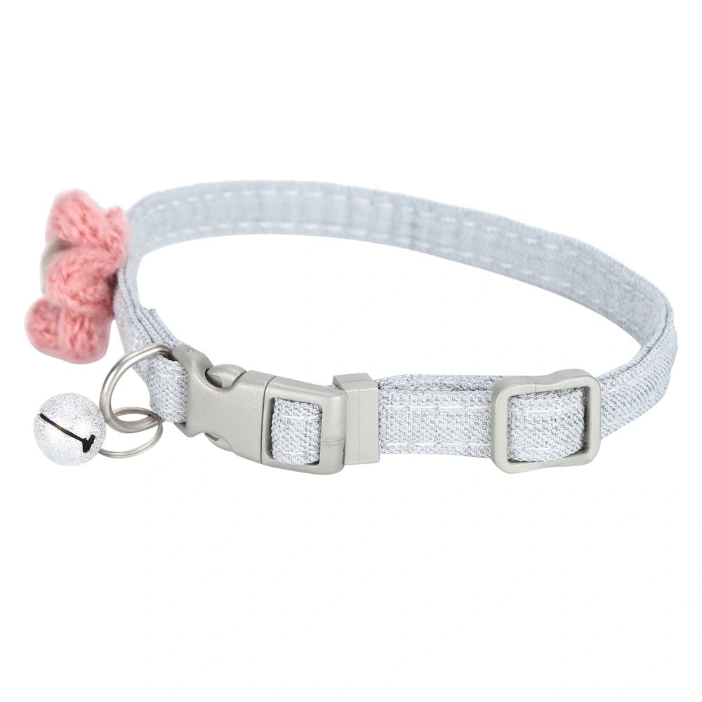 Pet Pig Collar Adjustable Pet Cute Polyester Collar with Artificial Flower and BellGray