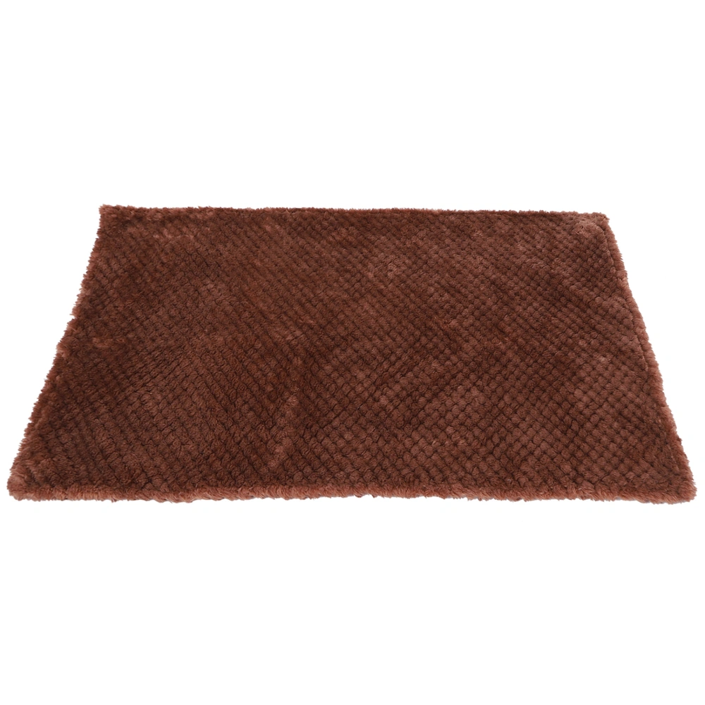 Washable Pet Blanket Winter Warm Thick Dog Throw Blanket Sleeping Mat Soft Fleece Cover(Brown L 100*80cm)