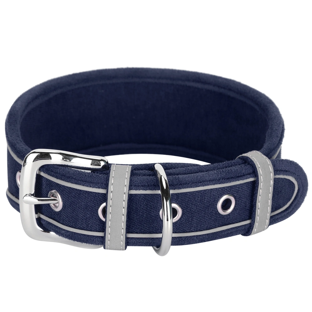 Dog Adjustable Collar Breathable Reflective Collars with D Ring for Medium Large DogsDark Blue M