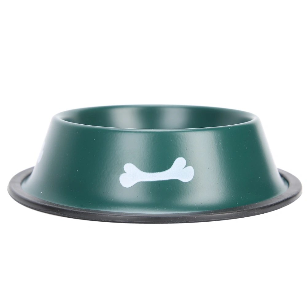 Pet Stainless Steel Bowl Cat Dog Feeder HeavyDuty NonSlip Dog Dish with Cute Print(Green )