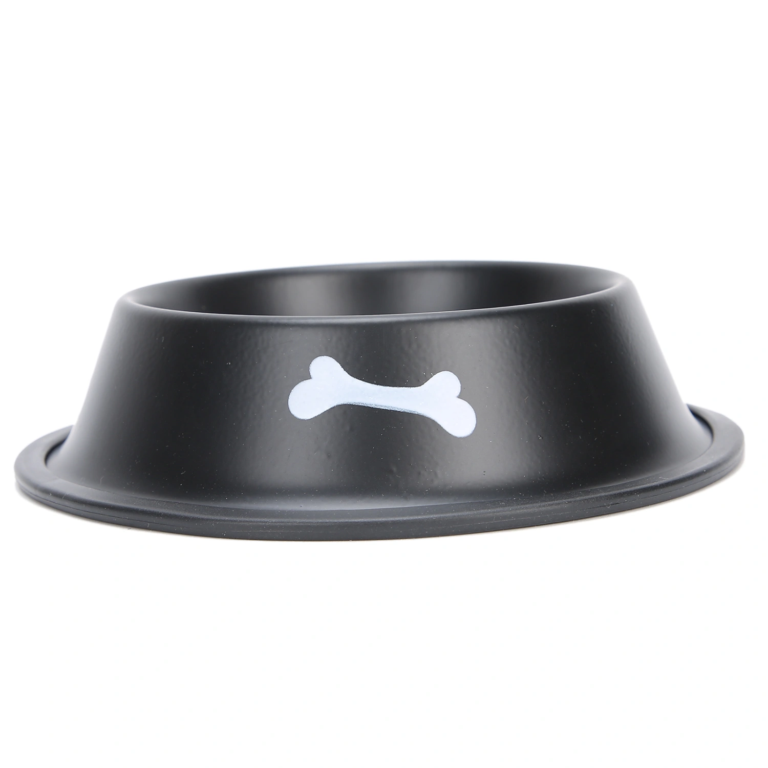 Pet Stainless Steel Bowl Cat Dog Feeder HeavyDuty NonSlip Dog Dish with Cute Print(Black )