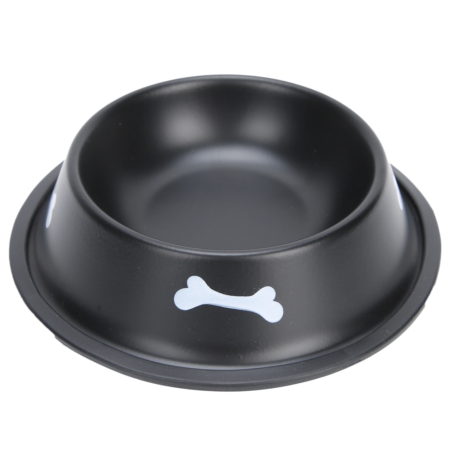 Pet Stainless Steel Bowl Cat Dog Feeder HeavyDuty NonSlip Dog Dish with Cute Print(Black )
