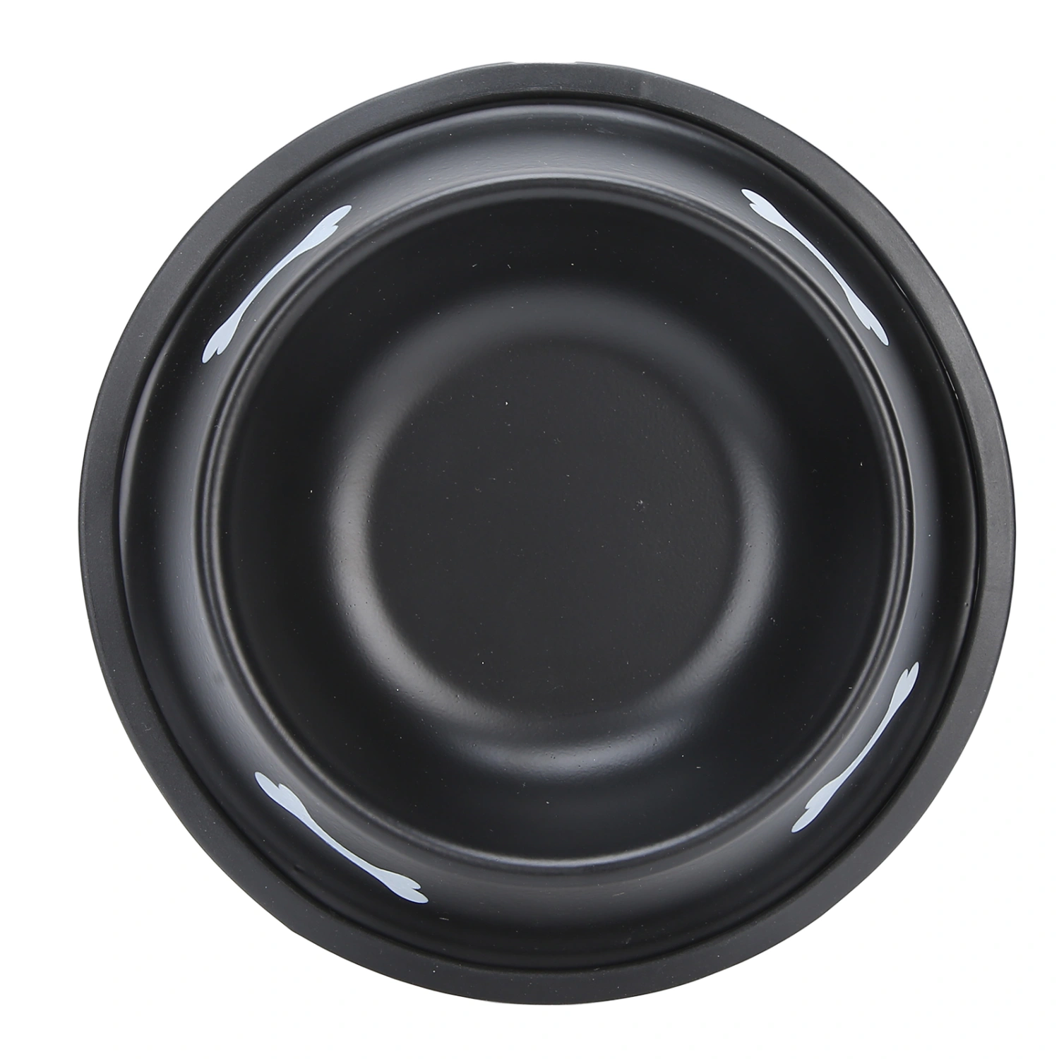 Pet Stainless Steel Bowl Cat Dog Feeder HeavyDuty NonSlip Dog Dish with Cute Print(Black )