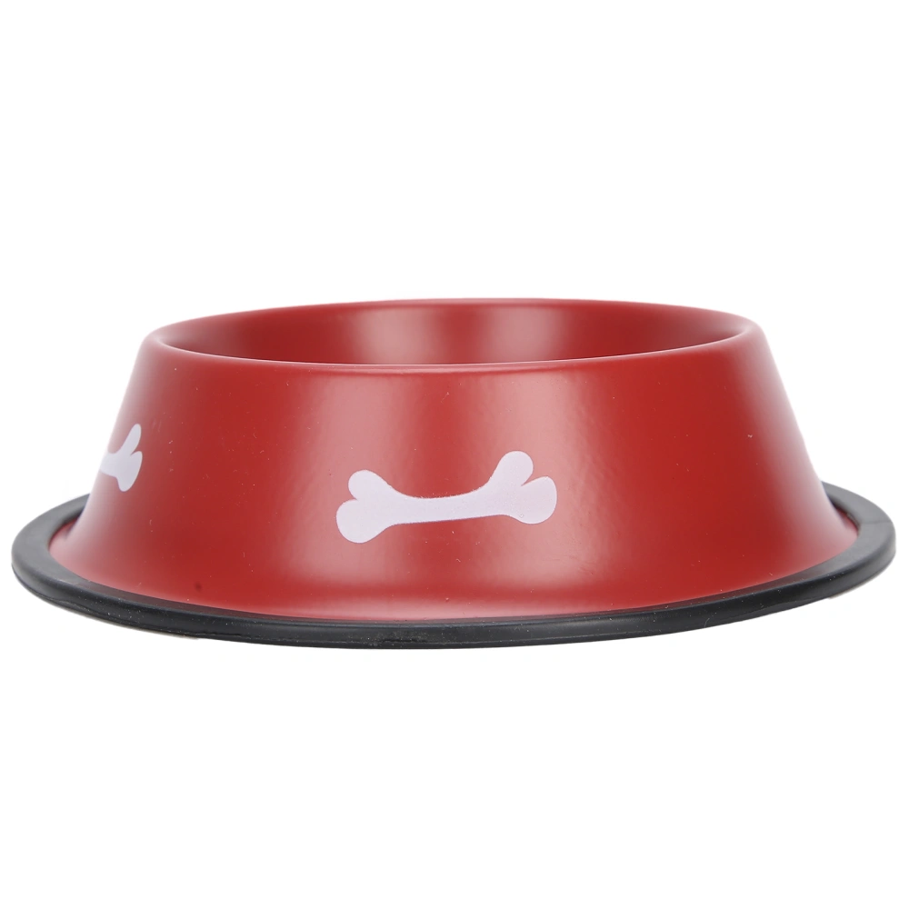 Pet Stainless Steel Bowl Cat Dog Feeder HeavyDuty NonSlip Dog Dish with Cute Print(Red )