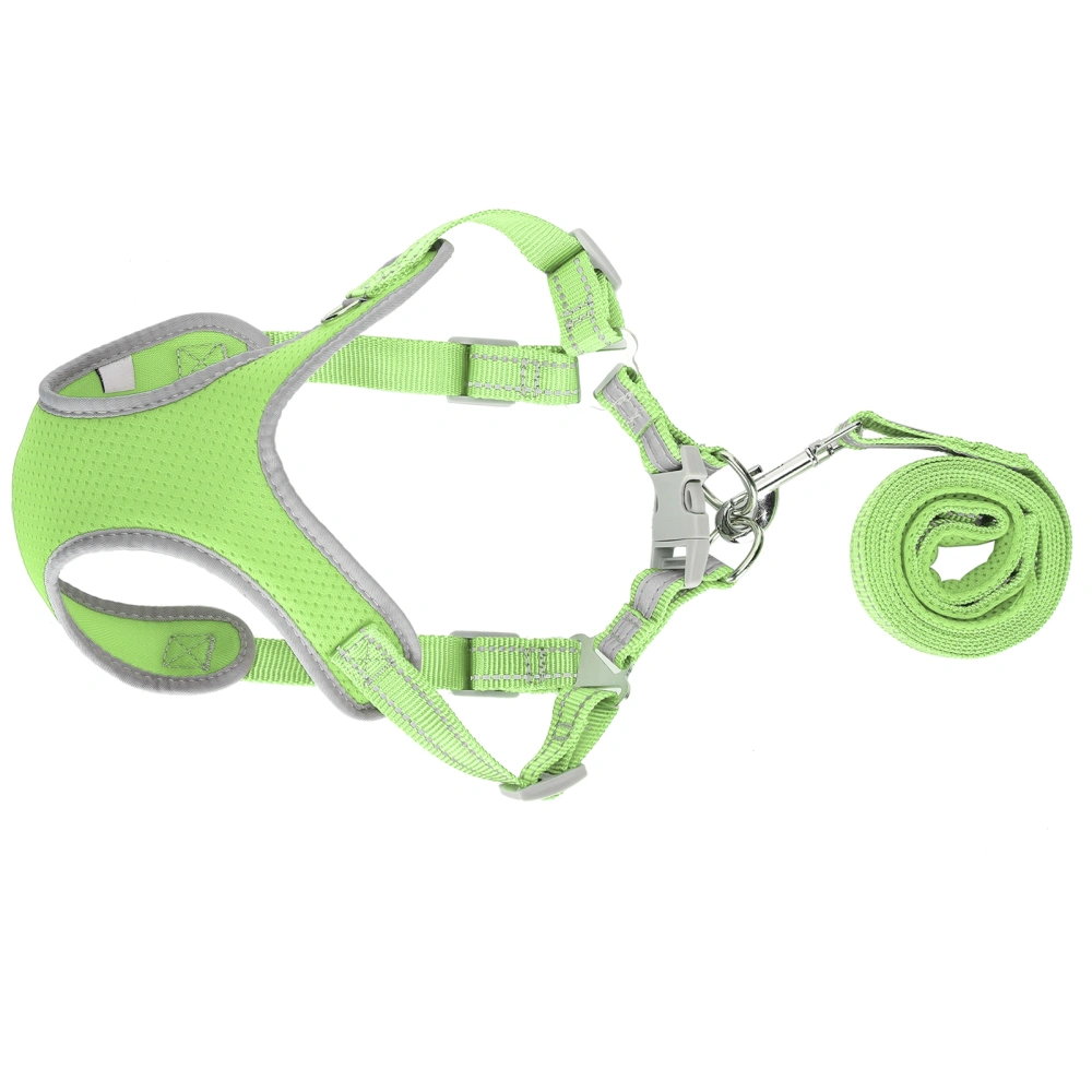 Dog Adjustable Vest Harness with Leash Pet EscapeProof Reflective Walking Vest Strap(Green M)