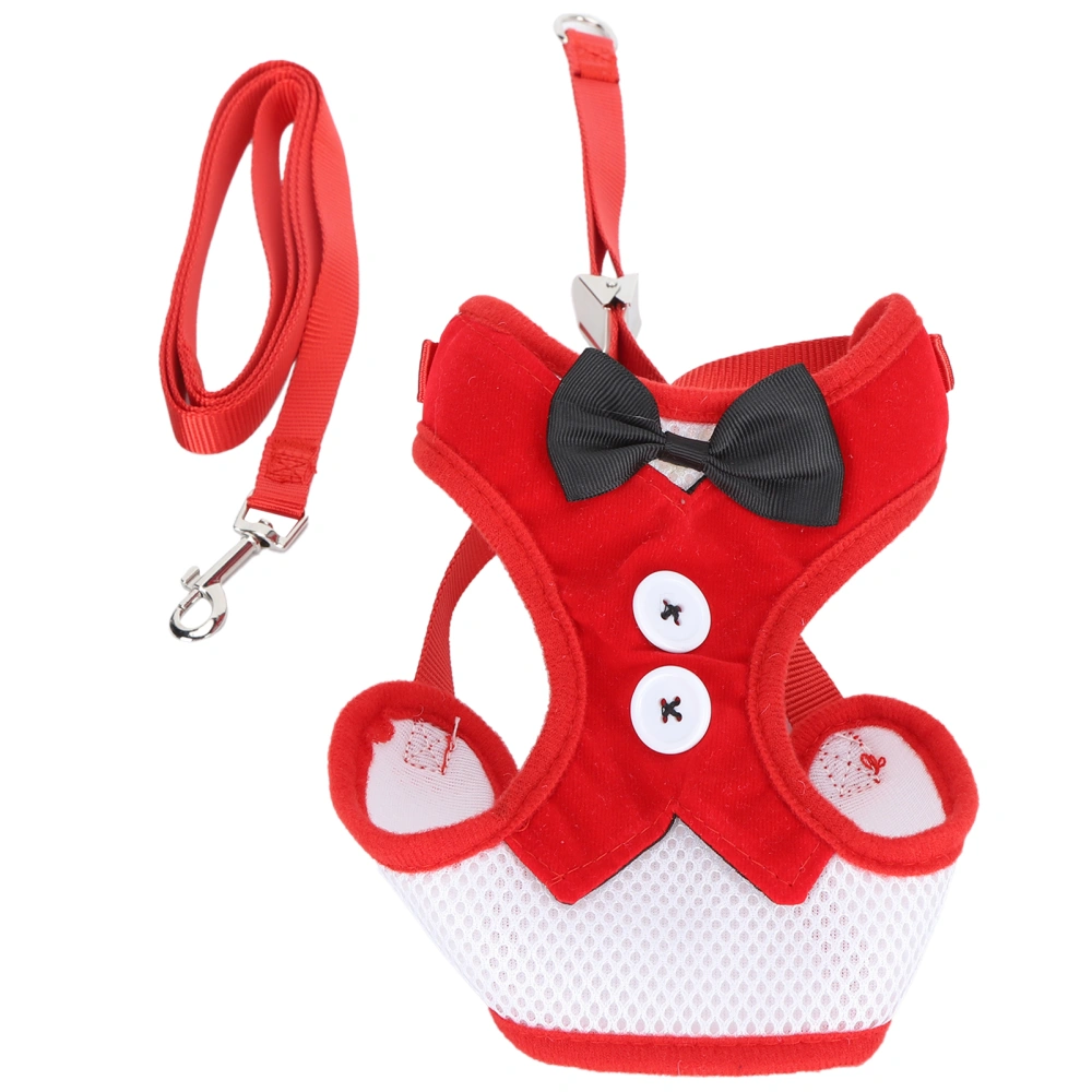 Cat Vest Type Harness with Adjustable Leash Pet EscapeProof Vest Strap for Walking(Red L)