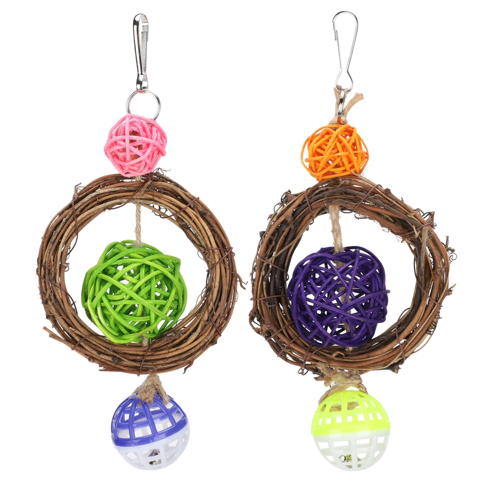 Parrots Toy Rattan Ball Ring Bell Swing Toy Hanging Pet Cage Decor Bird Accessories