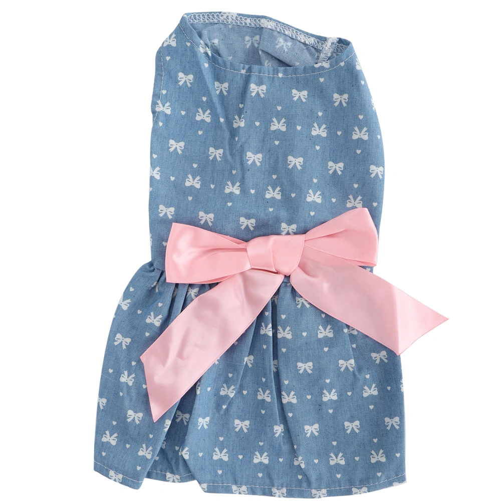 Pet Summer Clothes Girl Dog Cute Polyester Sleeveless Skirt Dresses with Bow on BackXZD225 Bow Pattern Blue L