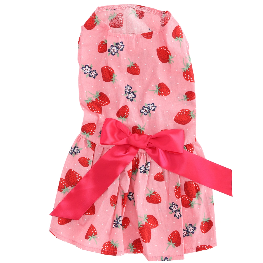 Cute Pet Summer Clothes Girl Dog Polyester Sleeveless Skirt Dresses with Bowknot for PartyXZD231 Strawberry Pattern Pink M