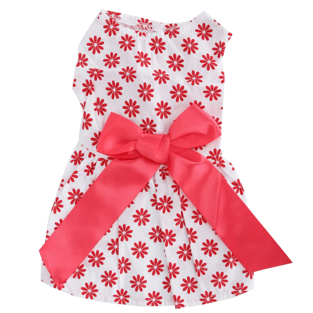 Pet Summer Cute Clothes Girl Dog Polyester Sleeveless Skirt Dresses with BowknotXDZ302 White XS