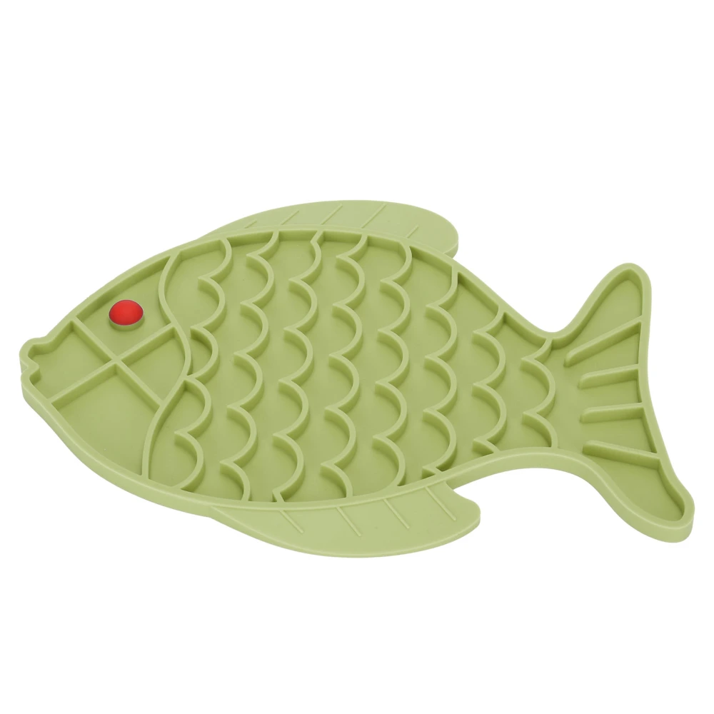 Fish Shape Slower Feeder Mat Silicone Dog Interactive AntiChoking Food Feeding Pad(Fish Shape Green )