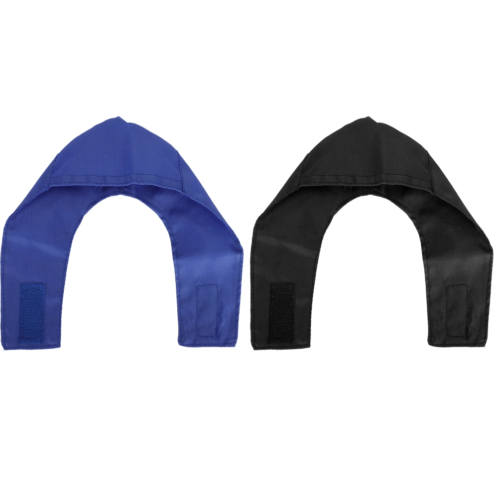 2pcs Pet Cat Muzzle Cover Eyes Mouth Breathable Nylon Cloth Washing Cleaning Supplies(Blue black L)