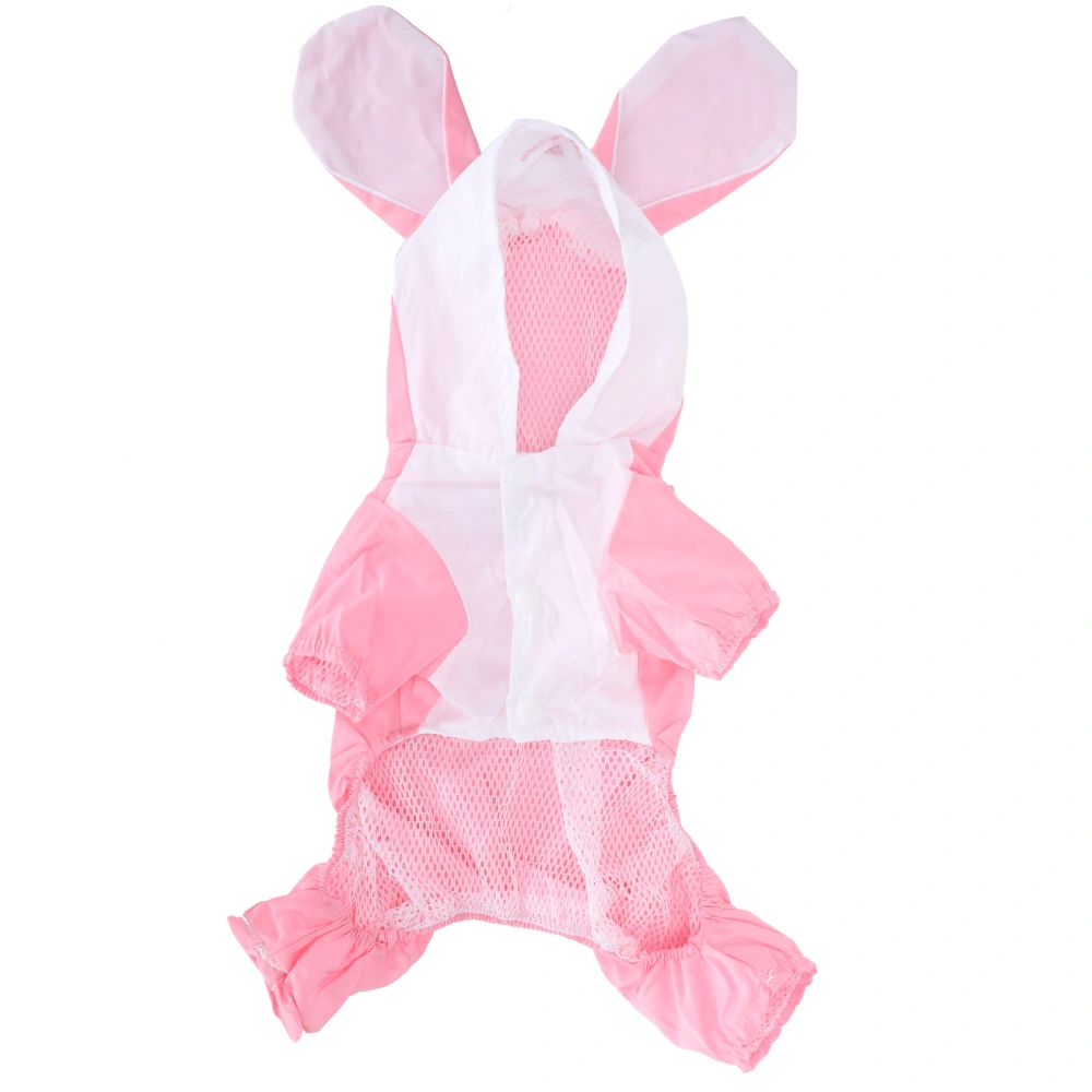 Dog Cute Raincoat Hooded Cloak Rain Jacket Cover Waterproof Polyester Pet Wearing ClothingPink M