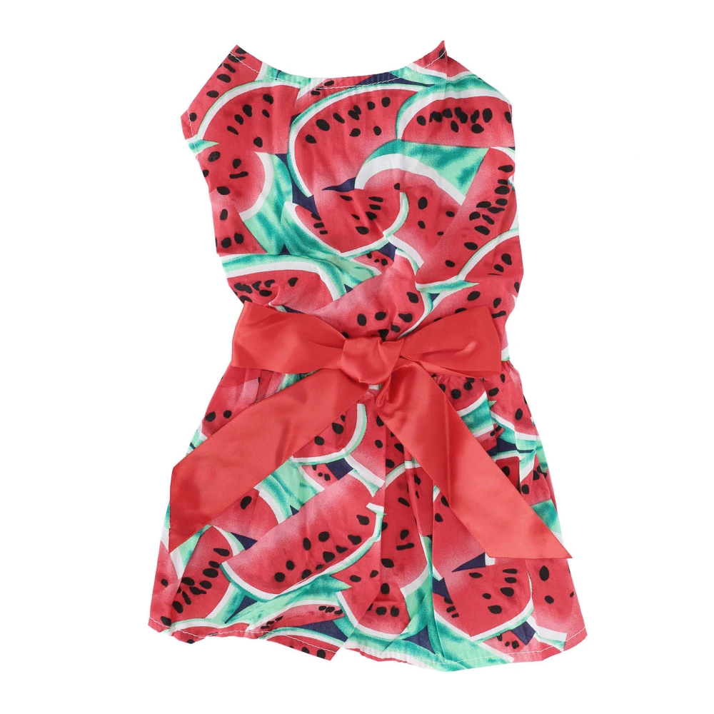 Pet Small Dog Polyester Clothes Soft Dress Costume Fruit Pattern Skirt for Summer PartyWatermelon Red M