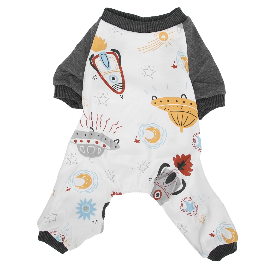 Pet Dog Clothing Puppy Jumpsuit Knit Pajamas Polyester Cute Spaceship Pattern Soft for Spring AutumnM