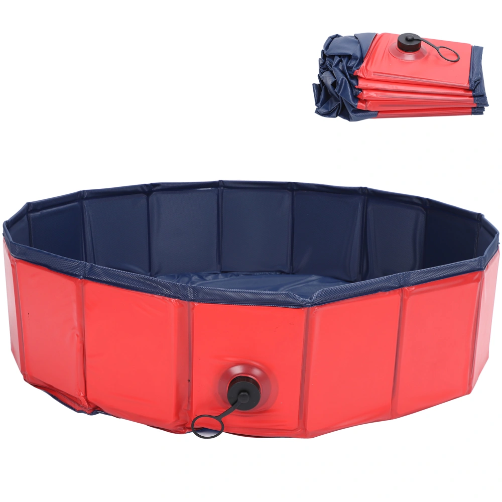 Foldable Pet Bathing Tub Portable Shower Basin Bathroom Cleaning Bathtub for Dogs CatsS 80x20cm Red