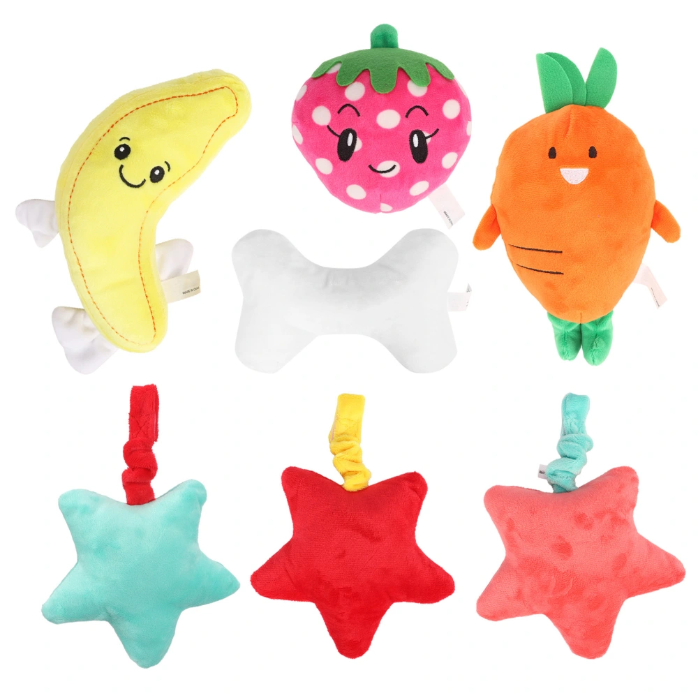 7pcs Pet Dog Plush Toy BB Whistle Ring Paper Chew Squeak Toys Mix Type Cleaning Teeth