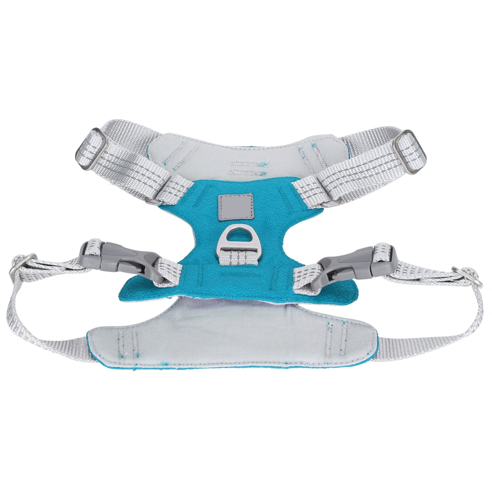 Pet Leash Vest Reflective Stripe Harness Adjustable Oxford Cloth AntiExplosion for Cat Dog(Cyan XL)