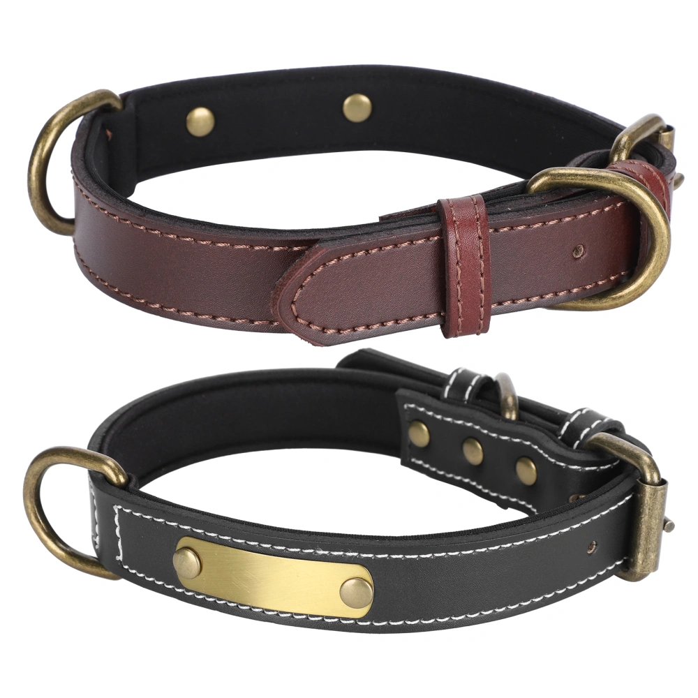 Dog Collar Name Engraving Personalized Pet Collar PU Leather Padded Pet SuppliesBlack + Brown M