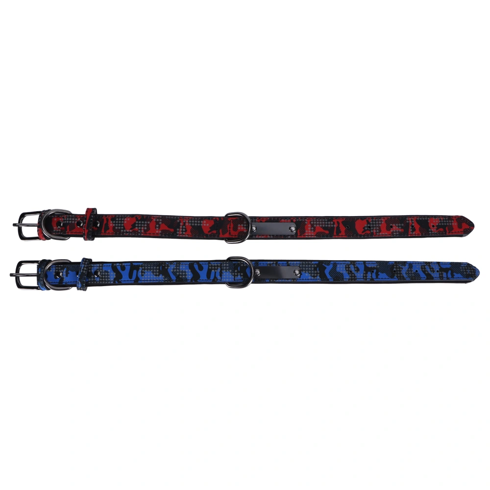 2Pcs Soft Dog Collar Reflective Neck Strap with ID Tag Name Engraving Board for Night Walk(Red Dark Blue Camouflage S)