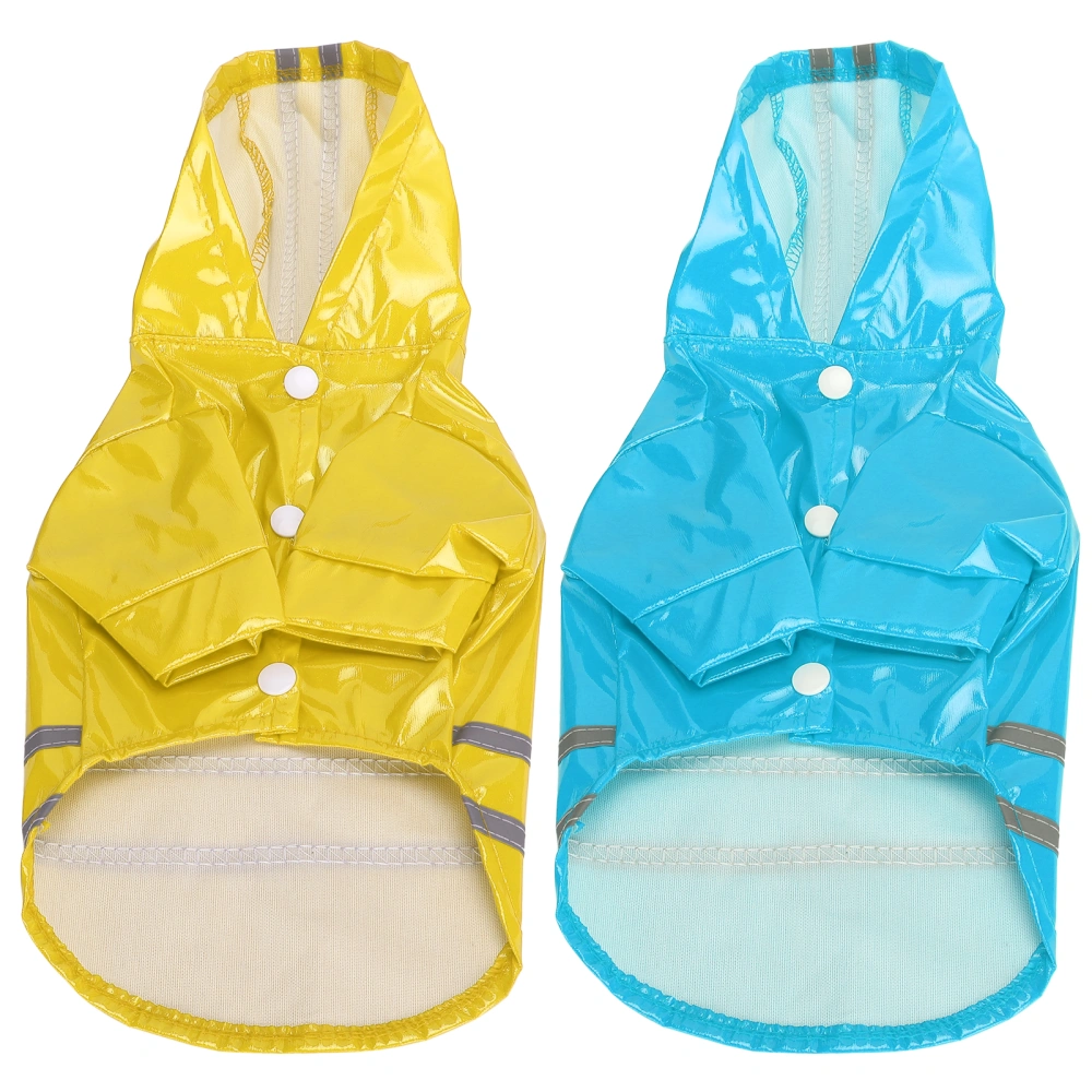 2pcs Dog Raincoat Waterproof Coat Hooded Rainwear with Safety Reflective Stripe Yellow Blue(YellowBlue XL)